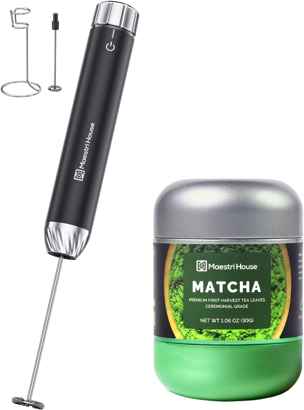 Maestri House LunaFro Max Handheld Electric Foam Maker Black+Matcha