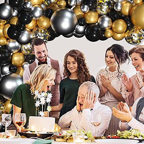 Image of 30pcs 12inch Black, Golden & Silver Chrome Balloons for Birthday Decorations, Anniversary, Engagement, Wedding Decorations, Baby Shower, Festival Party Decorations (30 Pcs, BGS CH)