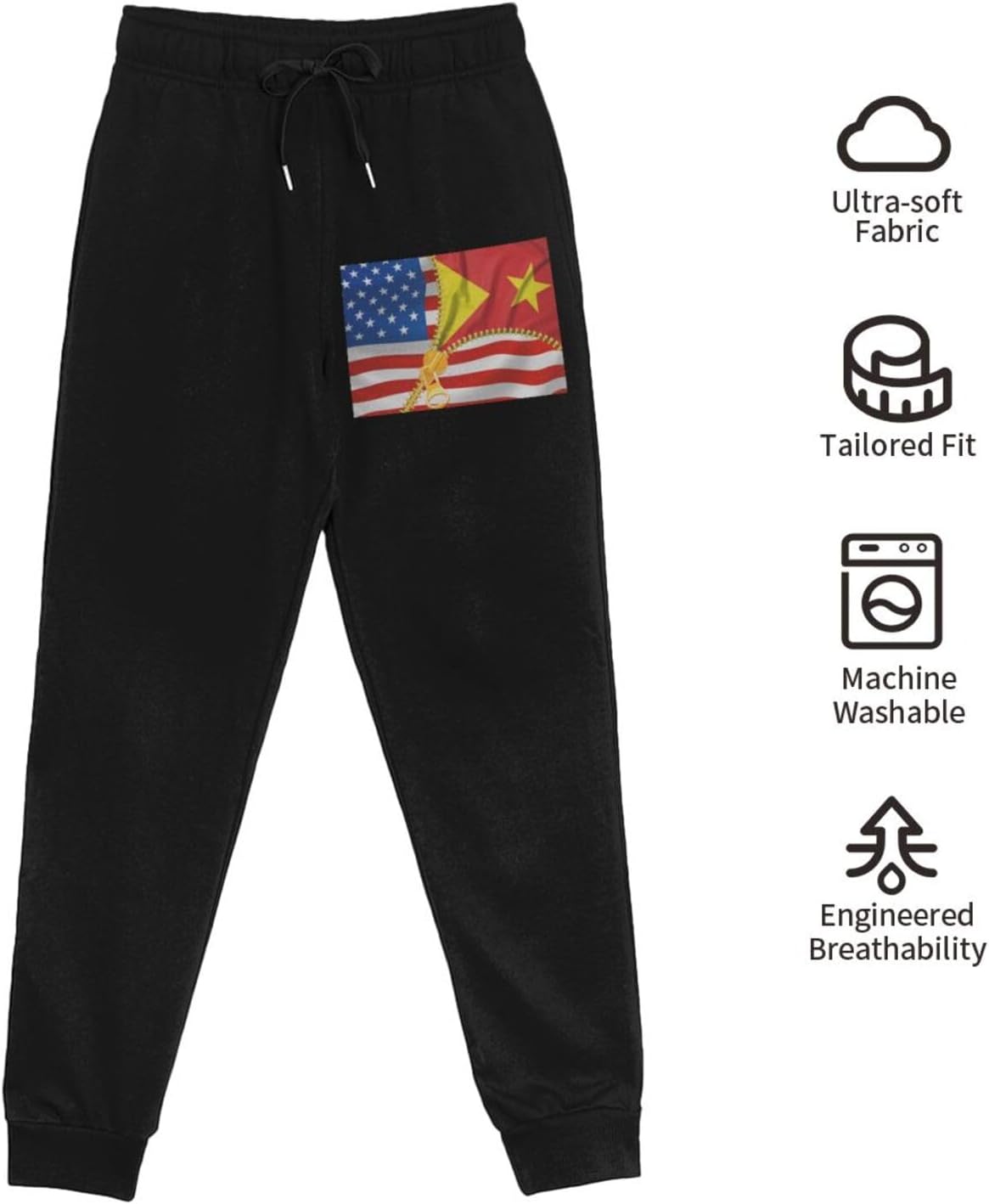 American Flag and Tigray Flag Men's Long Pants Lightweight Quick Dry Gym Sports Pants