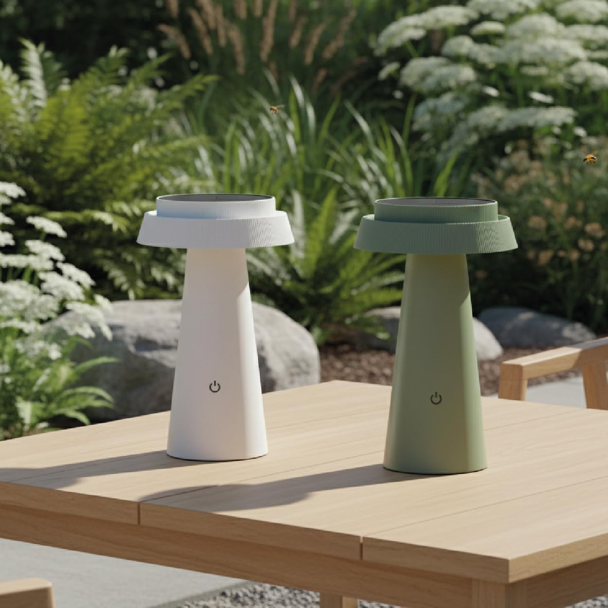 Luxus Drahtlos Tischlampe Solar Mambo - Gelb - Tischlampe für den Außenbereich - Wasserdicht - Solarbetrieb und USB-C - Dimmbar - Wiederaufladbar