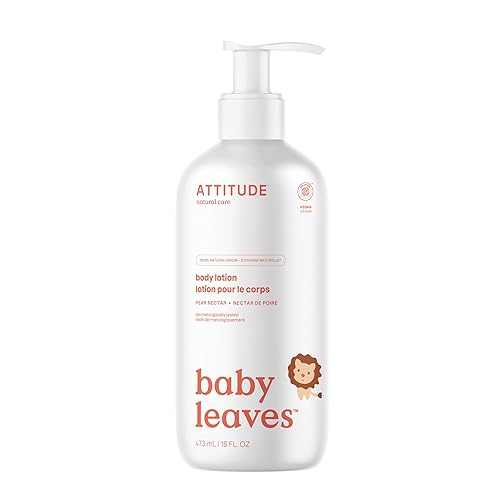 ATTITUDE Loción corporal para bebé, verificado por EWG, dermatológicamente probada, a base de plantas y minerales, vegano, néctar de pera, 16 onzas