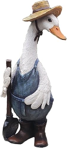 Miniatura 8 de Baoblaze Estatuas de pato para figuras de jardín, escultura de animales de resina, decoración del hogar, arte al aire libre o interior,