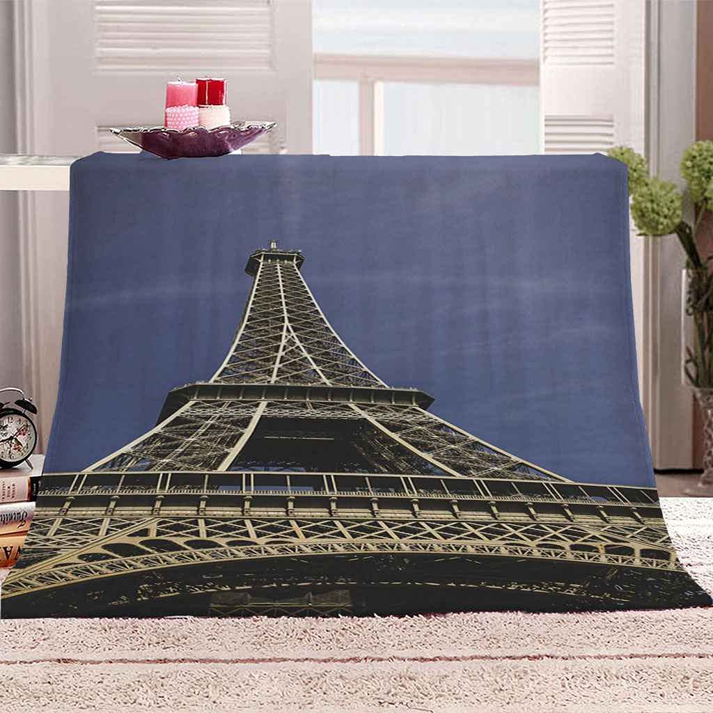 Couverture flanelle 130x150 cm Tour Eiffel plaid doux lit enfant et adulte