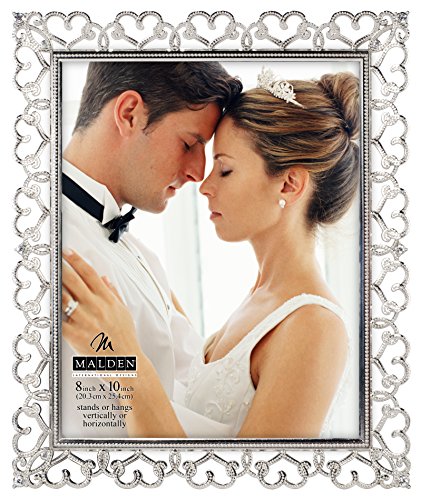 Malden International Designs Enchanted Hearts Pierced Silver with Jewels Picture Frame, 8x10, Silver - //coolthings.us