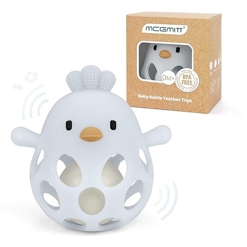 Miniatura 13 de MCGMITT Juguetes de Dentición para Bebés de 3-6 Meses, Mordedor de Silicona de Agarre Fácil para Bebés de 0-12 Meses, Juguetes Sensoriales