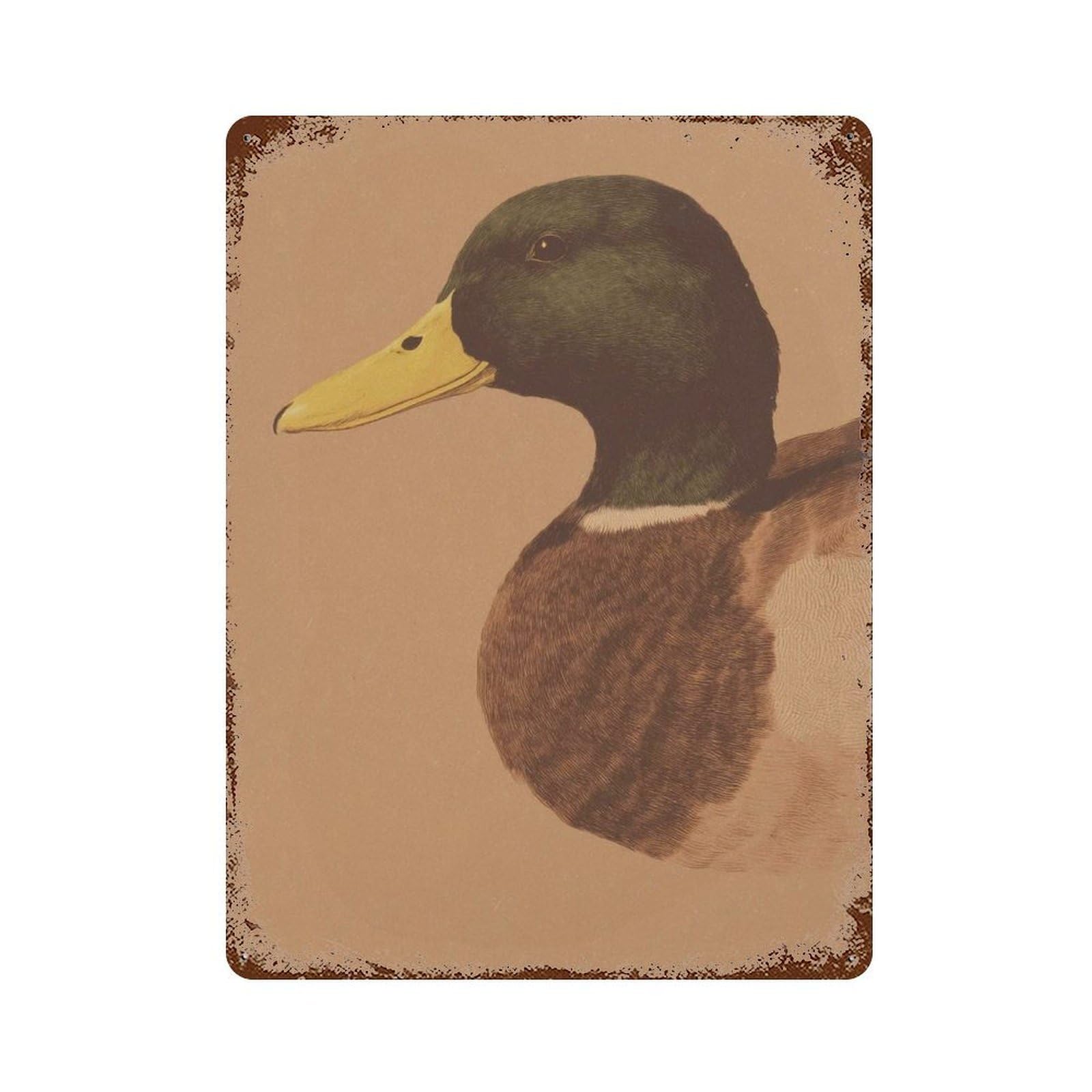 xiaoxiaoshen Mallard Duck Bird Rustic Animal Farmhouse Wildlife Work Country Homes Wall Decor Art Metal Tin Poster Modern Home Decor Art Home Bar Shop Decorations Vintage Sign 40x30cm