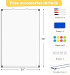 Double-Sided Magnetic Aluminum Frame Whiteboard, 36" x 24" | White Board for Wall, Hanging Mounting White Board Dry Erase Board Marker Board for Kitchen, Memo, School, Home, Office