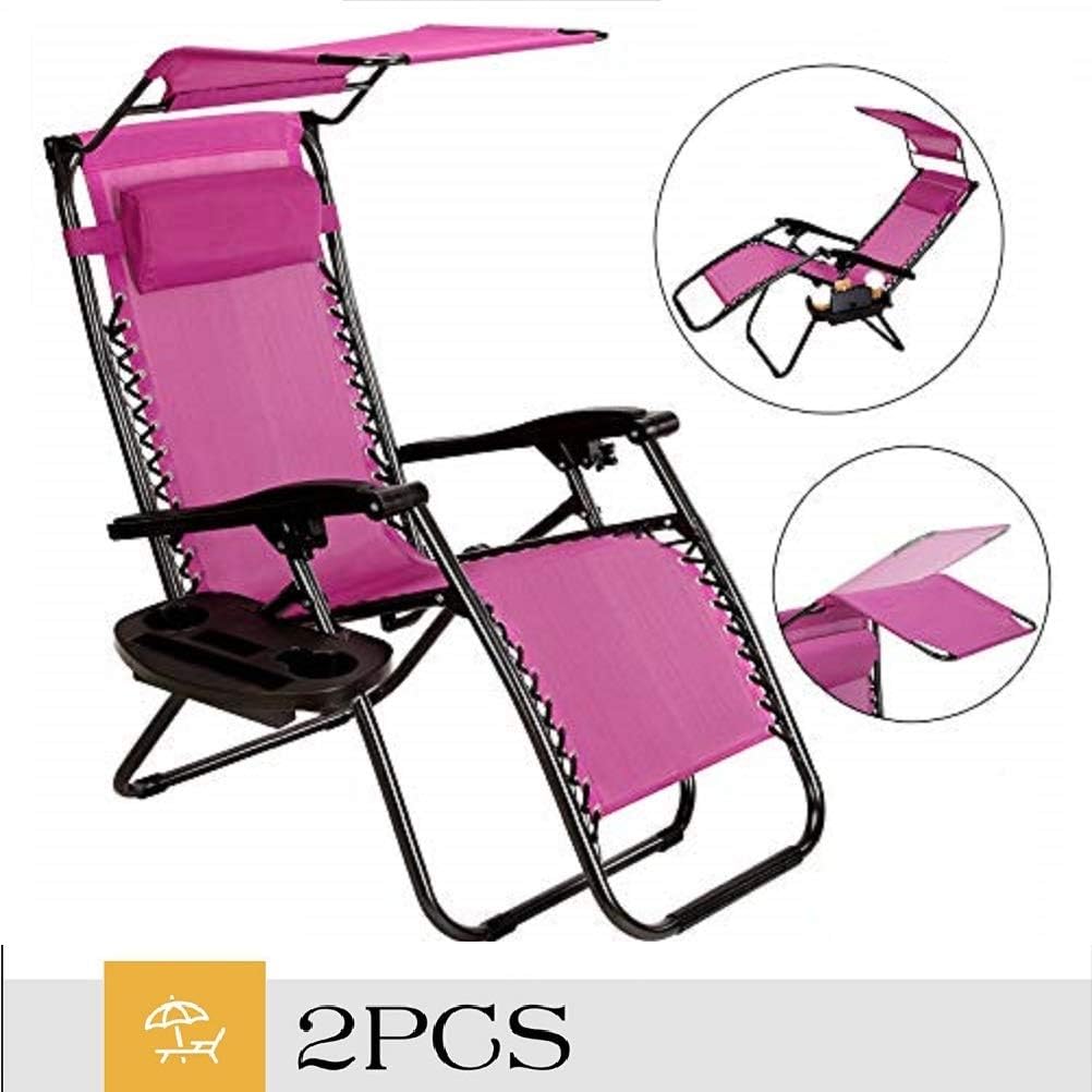 Unihome Zero Gravity Chairs Outdoor Folding Reclining for Patio Beach Outdoor Camping Pool Yard Set of Pair (deep Raspberry)