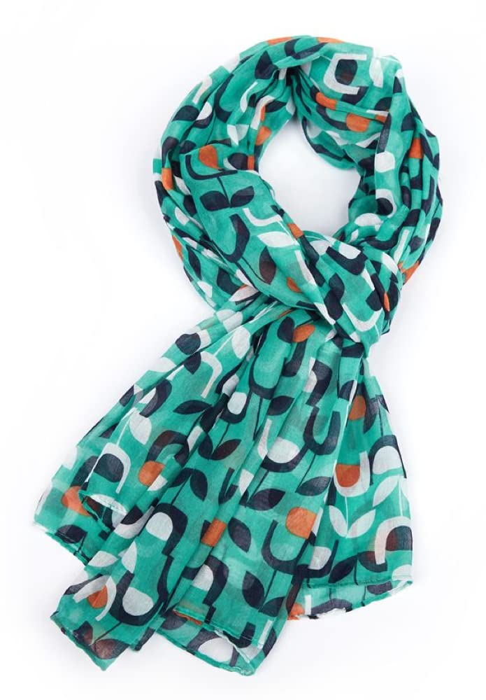The Olive House Women's Green The Olive House® Tulip Flower Floral Design Scarf