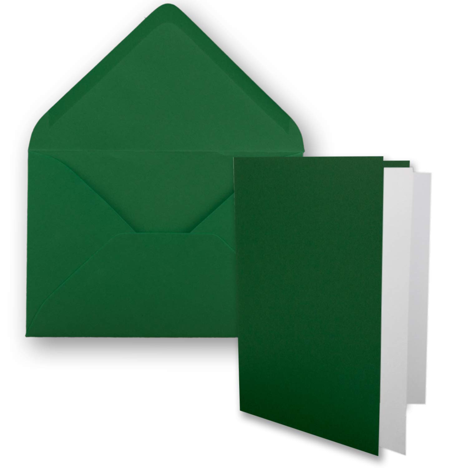 200 tarjetas plegables DIN B6 con sobres en color verde oscuro (verde) – 120 x 170 mm – incluye papel blanco – ideal para tarjetas de invitación, bodas, bautizos, comuniones y confirmaciones