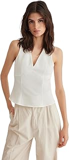 Trendyol Woman Ecru V Neck Slim Fit Woven Blouse TWOSS25BZ00055 Blouse