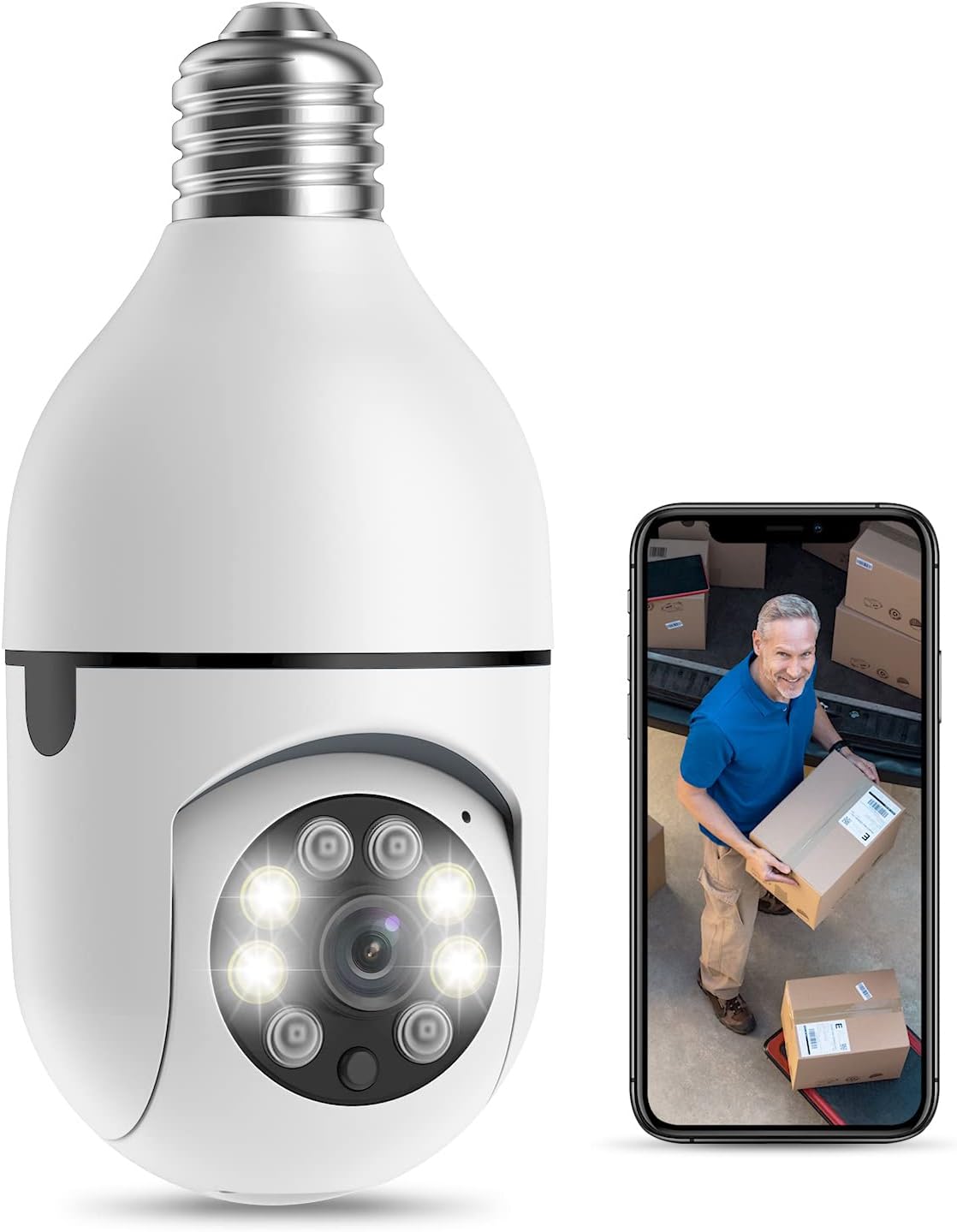Tuck Light Bulb Security Camera, 1080P Wireless WiFi Light Bulb Camera, 355 Degree Pan/Tilt Panoramic Surveillance Camera, Smart Motion Detection, Two-Way Audio, 2.4Ghz Only