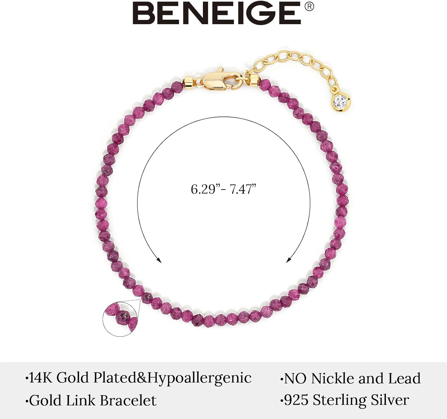 BENEIGE Bead Bracelet for Women, Layered Stone Mixed Bracelets 18K Gold Plated Dainty Handmade Link Bracelet Jewelry for Women,Party for Women - Image 4