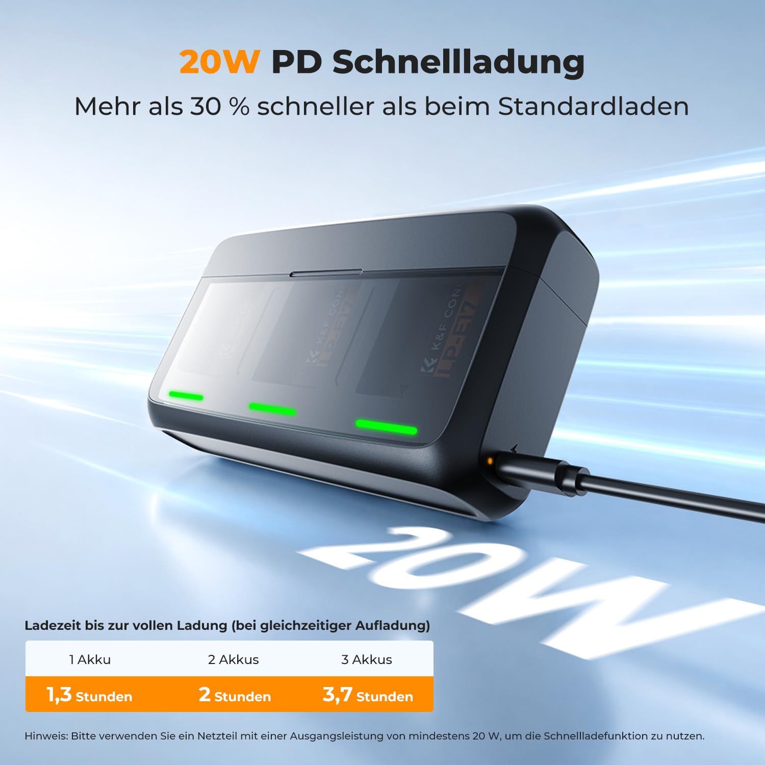 K&F CONCEPT LP-E17 Akku 1250mAh (3er Pack) mit 20W LED PD Schnellladegerät Kompatibel mit Canon EOS R50 R100 RP R10 R8, Powershot V1, T8i T7i T6i T6s SL2 SL3 M3 M5 M6 200D 750D 760D 800D 8000D