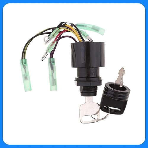 Miniatura 2 de Interruptor de llave de barco de repuesto para caja de control de motor fuera de borda Mercury Mariner con 2 llaves, 3 posiciones, 6 cables,