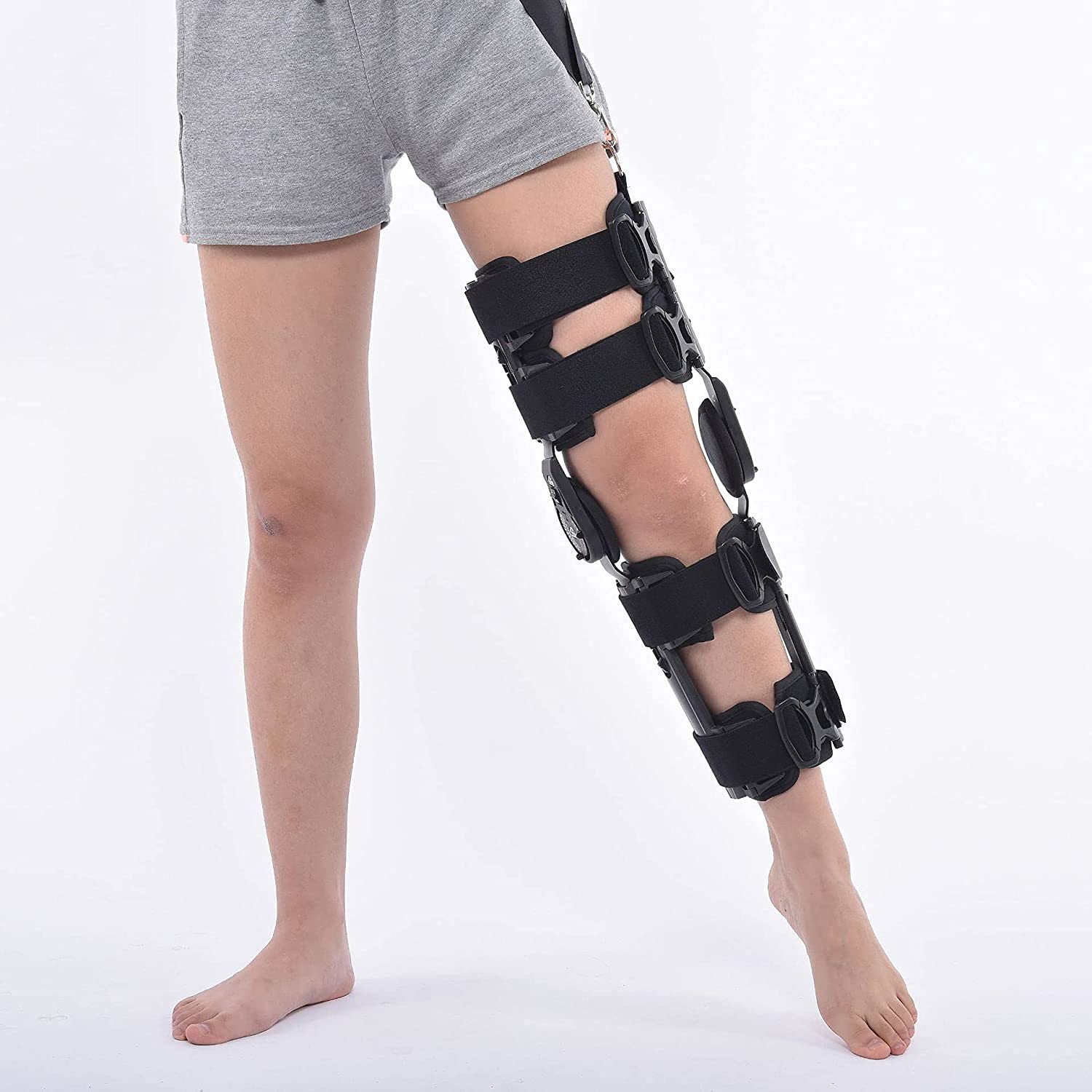 Rodilleras menisco y ligamento para Artritis Brace de rodilla con bisagras ROM Ajustable Post Op Knee Soporte de ortesis Protector Inmovilizante for la pierna izquierda y la pierna derecha, tanto homb