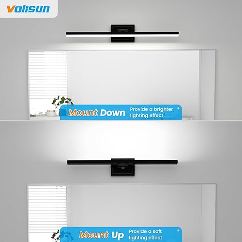 Miniatura 7 de VOLISUN Moderna lámpara de tocador de baño de 31.5 pulgadas, giratoria, 18 W, regulable, 5CCT, lámpara de baño LED sobre el espejo, luz de tocador