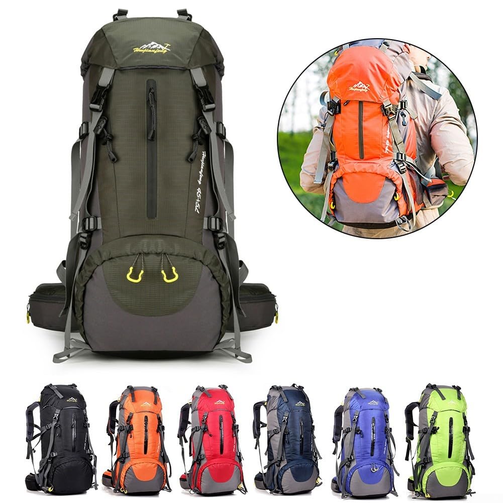 Zaino da trekking da 50 l, impermeabile, in nylon, da viaggio, campeggio, grande capacità, per sport all'aria aperta, arrampicata, con scomparto inferiore per scarpe, per uomini e donne