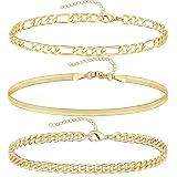 MAELLIS Dainty Gold Bracelets Set for Women 18K Real Link Chain Adjustable Stackable Bracelets Set f