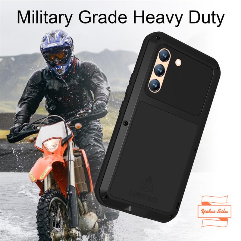 Galaxy S21 FE Wodoodporne 【Wytrzymałe aluminium, IP54 Jakość wojskowa】 2m Odporne na wstrząsy metalowe 360°Protectio Etui z wbudowanym ekranem do Samsung Galaxy S21 FE 6,4" - Czarny