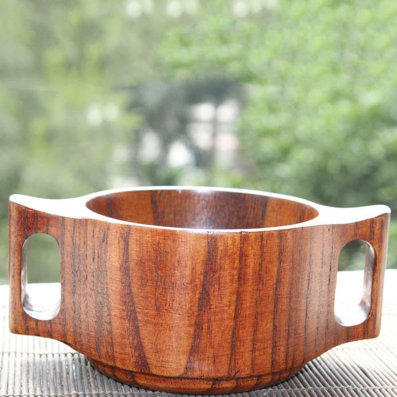 Wooden bowl Japanese protection double ears anti bowl jujube wood handle creative tablew