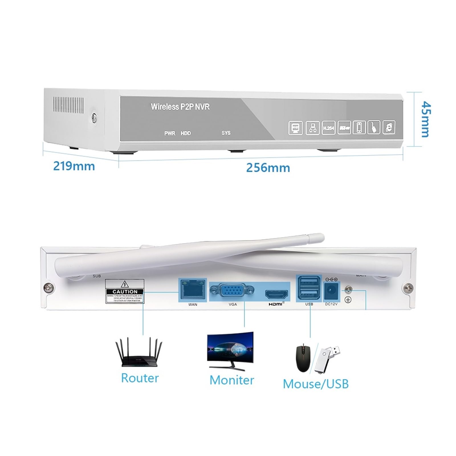 5MP 8CH Système De Vidéosurveillance sans Fil 1920P Extérieur Étanche WiFi IP Caméra Sécurité Enregistrement Audio P2P Kit Surveillance Vidéo Bonne Qualité d'image(None,8CH NVR with 8 Cam)