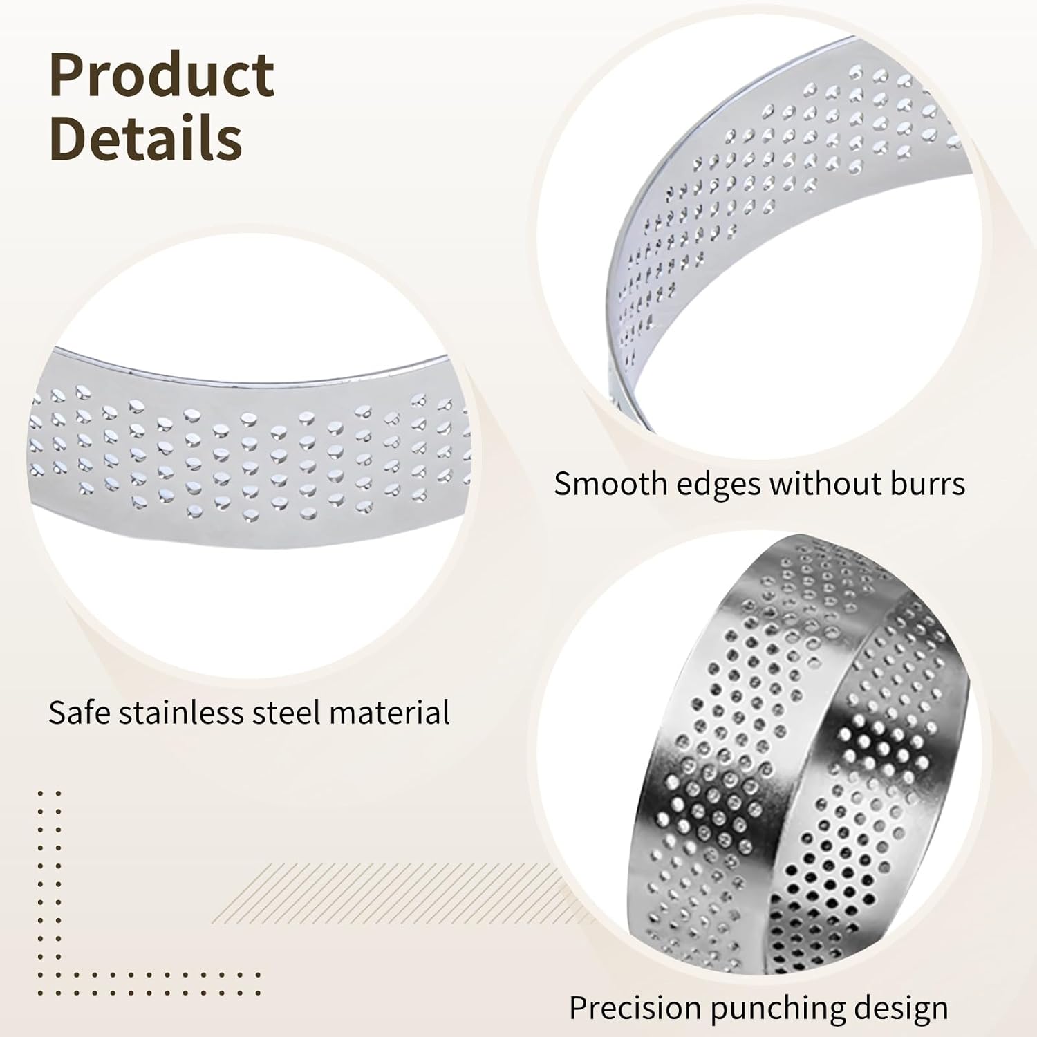 20 Pcs Perforated Tart Rings, Baking Molds Stainless Steel, Non-Stick Easy Release Pie Crust Rings for Tarts, Cakes, Mousse, 3.15 in/8 Cm Diameter