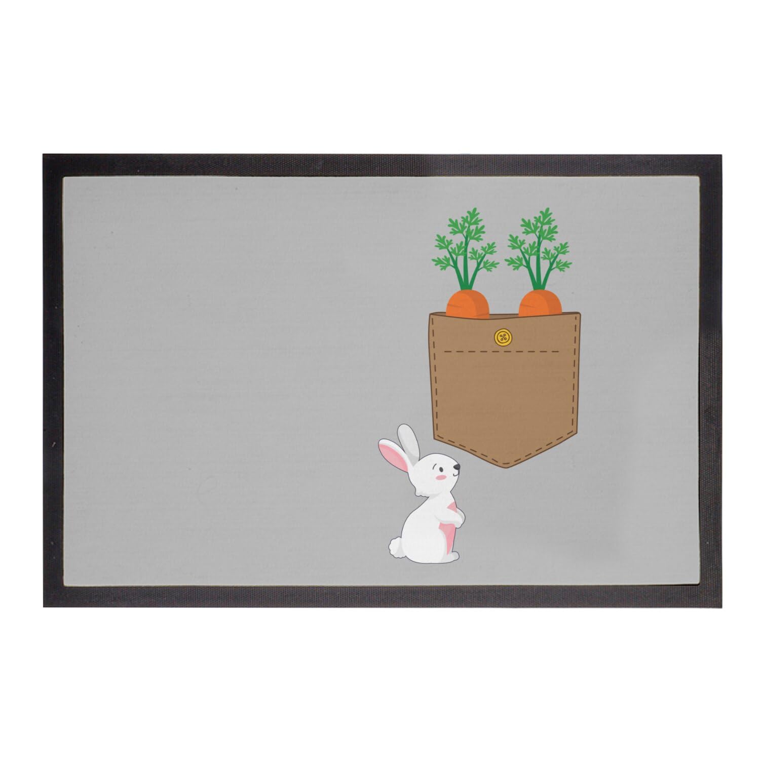 Paillasson gris lapin carottes tapis de sol entrée mignon 60x40