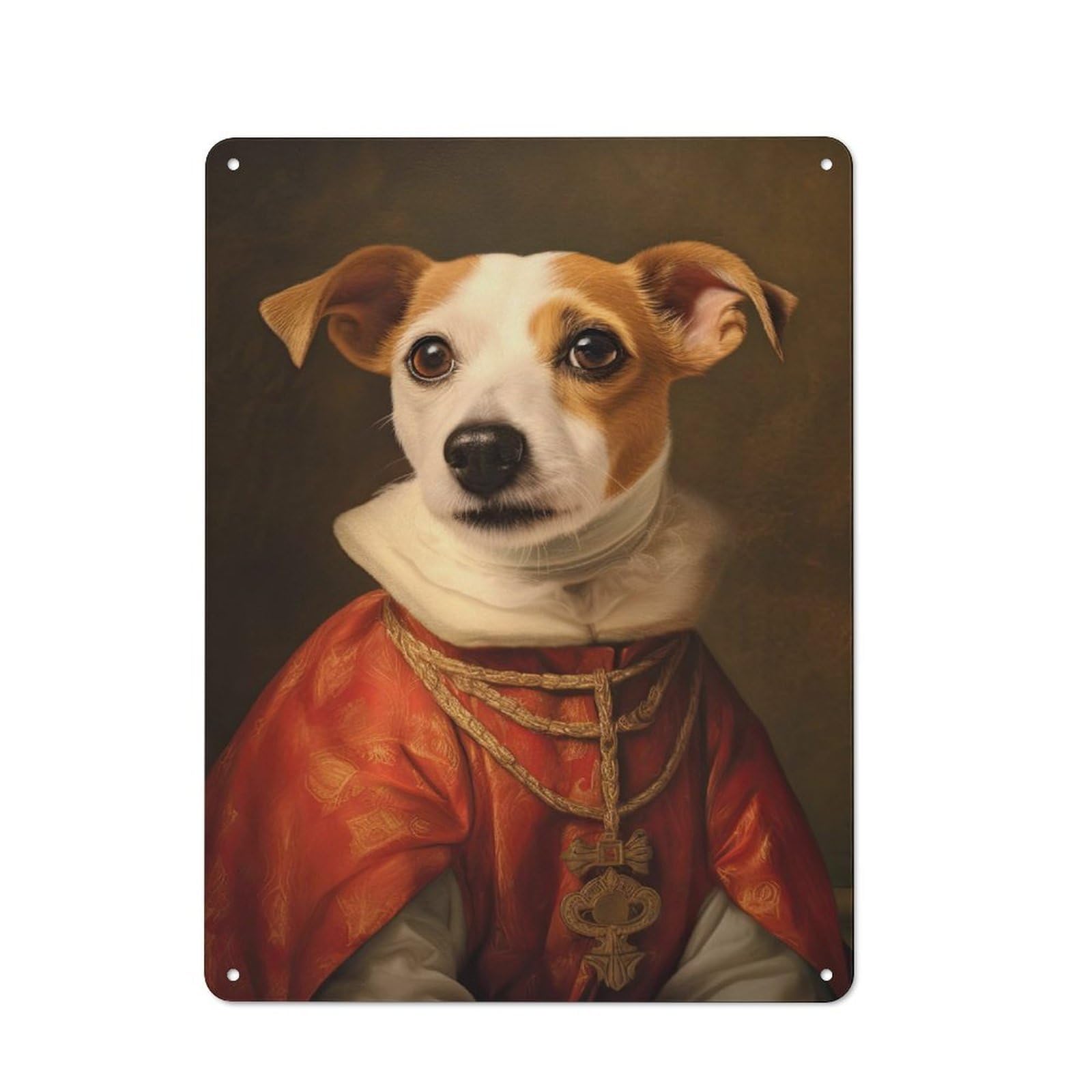 Junmoney Style-3 Rustic Vintage Metal Sign 40X30cm Featuring Jack Russell Terrier Pope, Home Bar Decor For Cafe, Pub, Workshop Or Home Bar