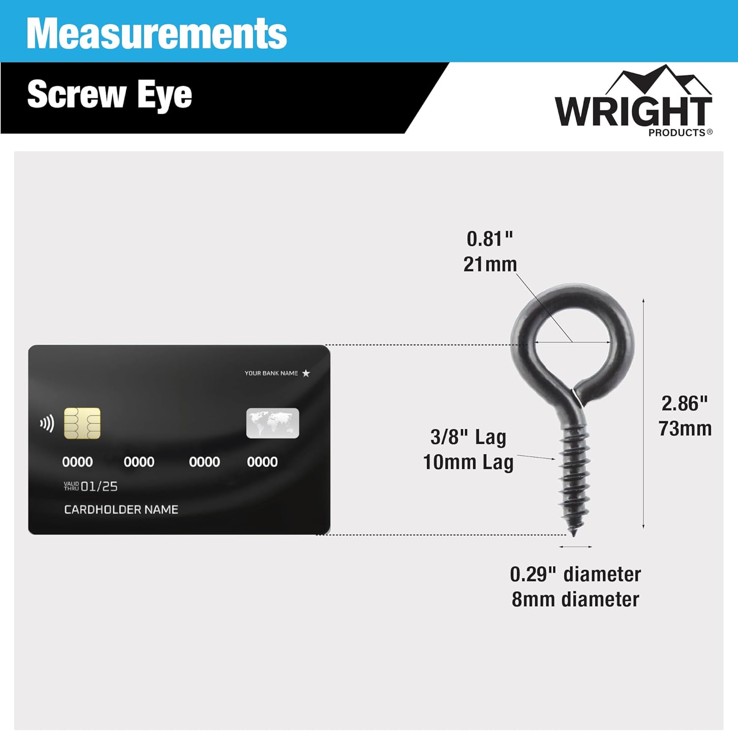 Wright Products Screw Eye, 10-Pack, 2.87 inch x .37 inch - Heavy-Duty, Weather Resistant for Indoor or Outdoor Use, for Hanging Plants, DIY Projects, Home Improvement -Matte Black