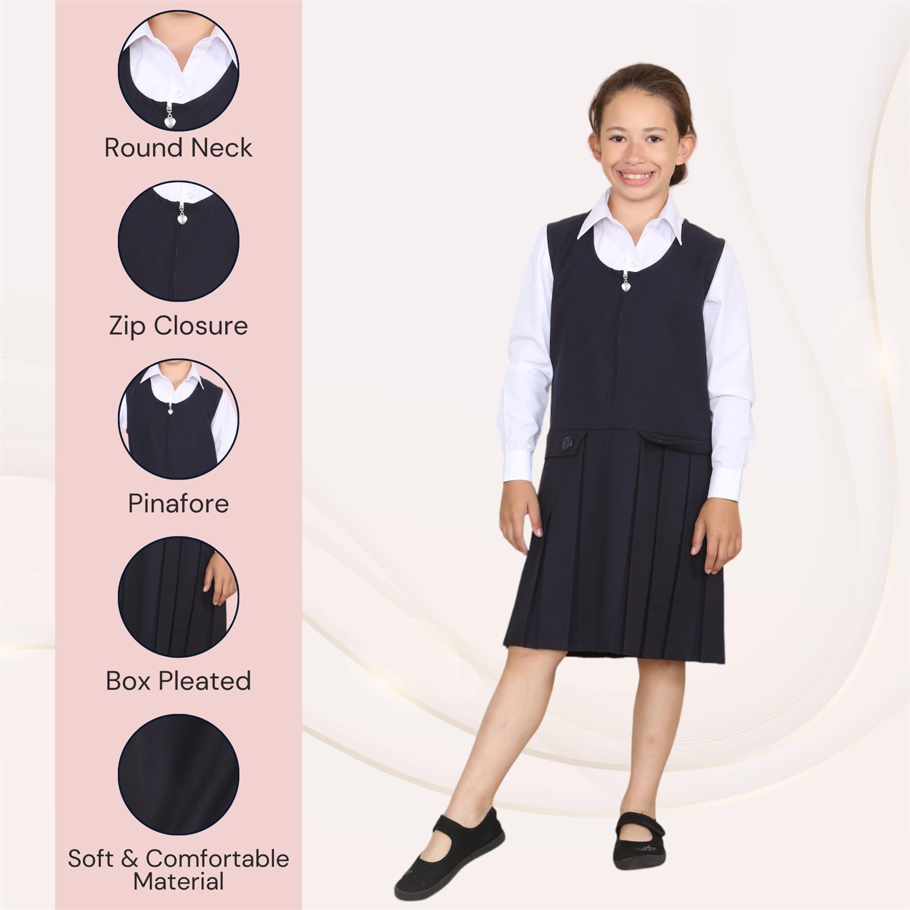 Vestido de uniforme escolar plisado con cremallera en forma de