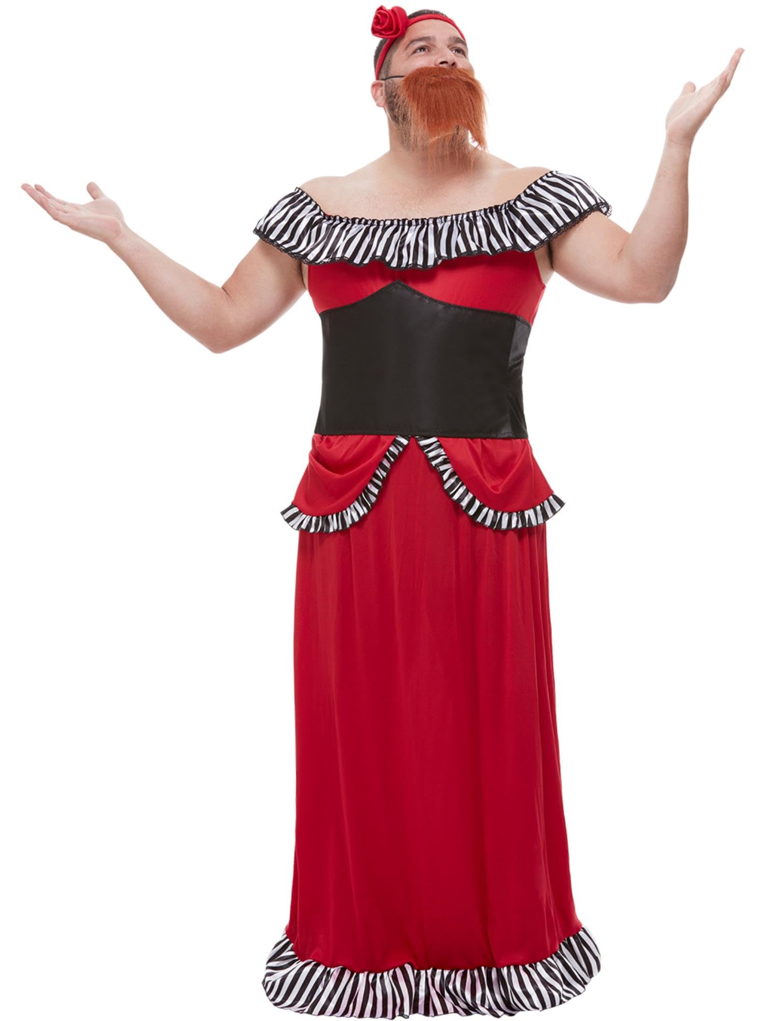 Smiffys 50806L Bearded Lady Costume, Men, Red