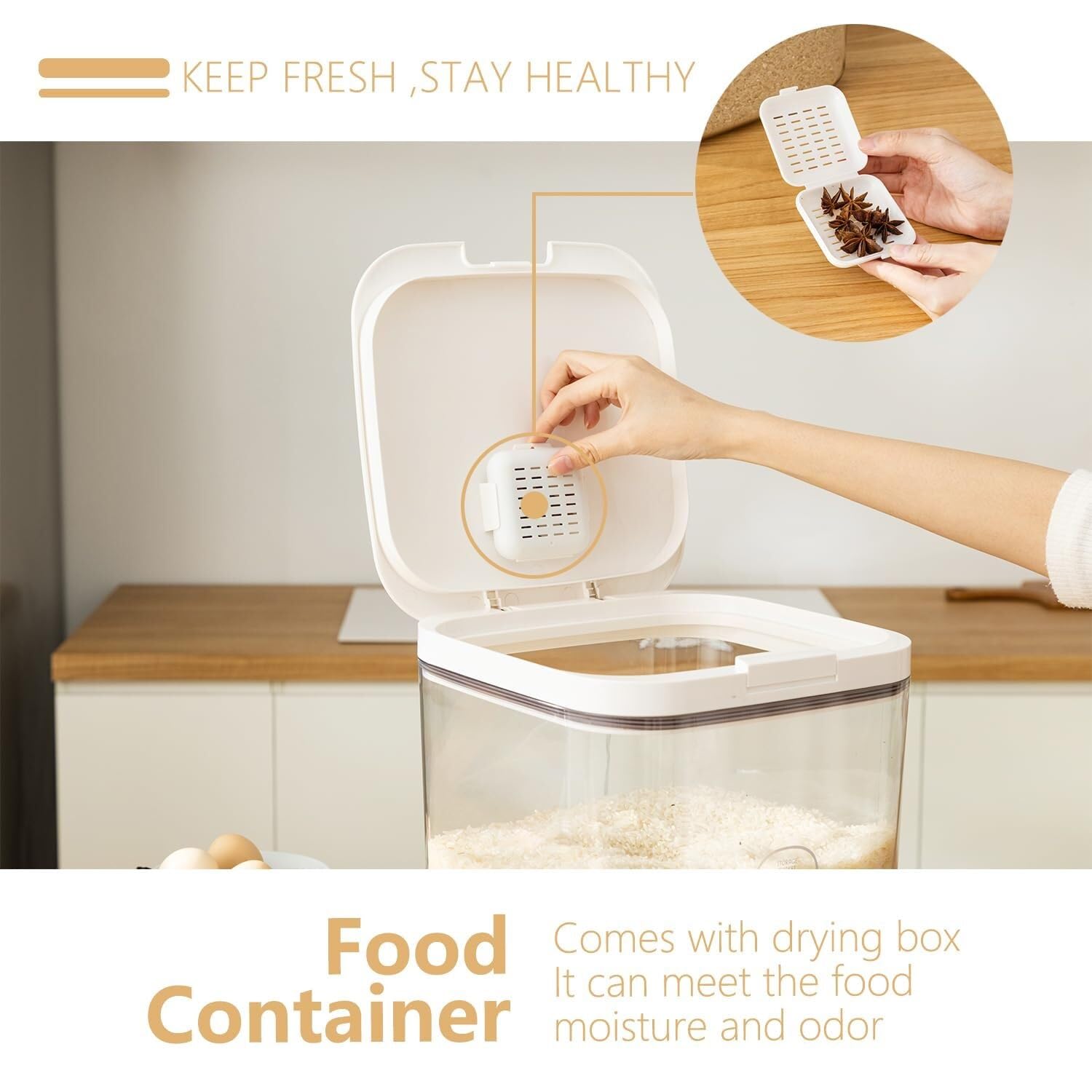 Dispensador De Cereales para Cocina Caja Contenedora De Cereales, Dispensador De Harina For El Hogar, Contenedor De Arroz, Almacenamiento De Alimentos Recipientes para Cereales Desayuno(5.5L)