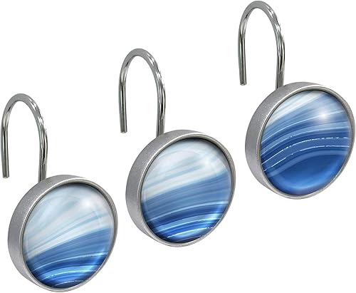 Sunlit Ganchos decorativos redondos de cristal para cortina de ducha, anillos de cortina de ducha de metal aceitado a prueba de óxido, paquete de