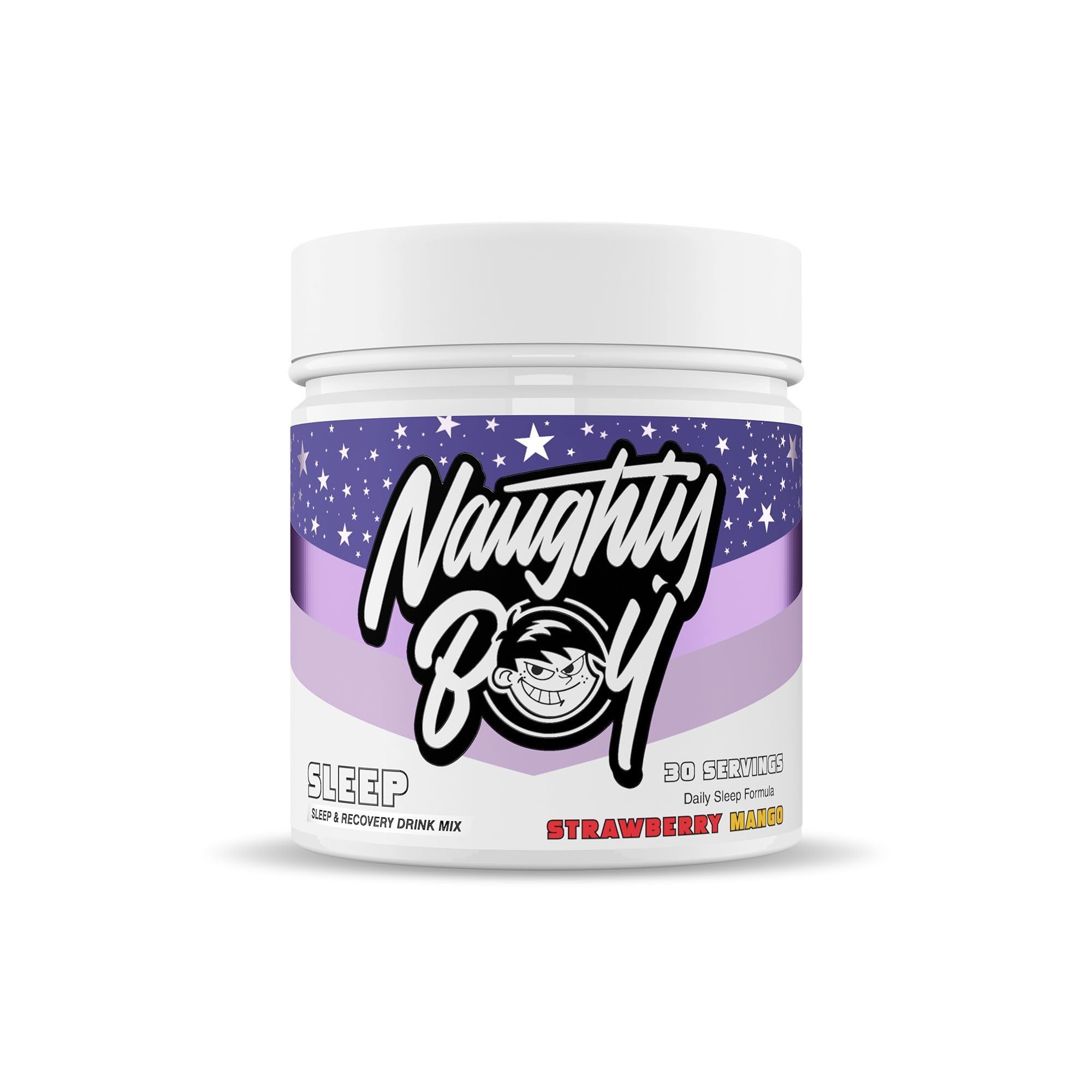 Naughty Boy Sen – naturalna formuła zawierająca L-treonian magnezu, apigeninę, teaninę, inozytol i glicynę. Wake Up Fresh Restored. 30 porcji (mango truskawkowe)