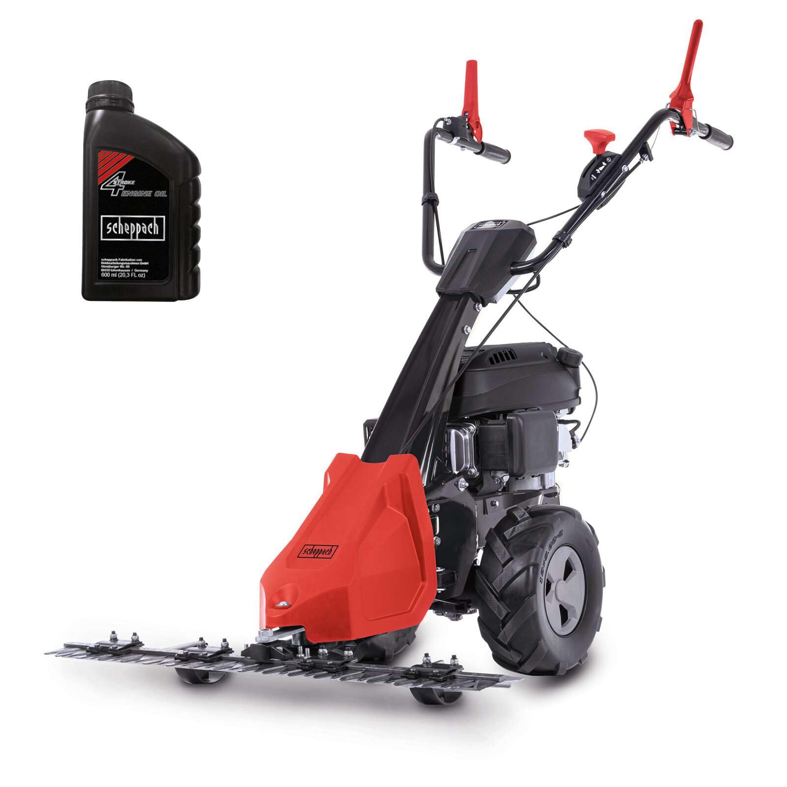 Scheppach Benzin Balkenmäher BMS200-88 mit Antrieb | Schnittbreite 880mm | Schnitthöhe 30-60mm | 4 Takt Motor 5,7PS / 196ccm | für Rasenflächen bis 3000m² | Rasenmäher | Hochgrasmäher inkl. Motoröl