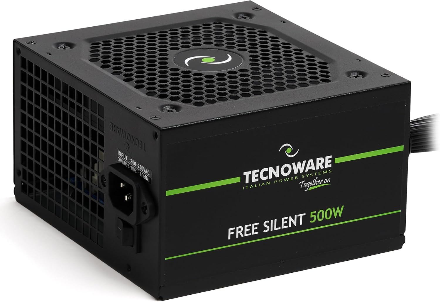 Tecnoware Alimentatore ATX Free Silent 500, Ventola Silenziosa 12 cm, ottimale per ricambistica, Protezione Sovratensioni, 2 x SATA, 1 x 24 Poli, 1 x 12V 4+4 Poli, 2 x Molex, Certificazione CE e Rohs