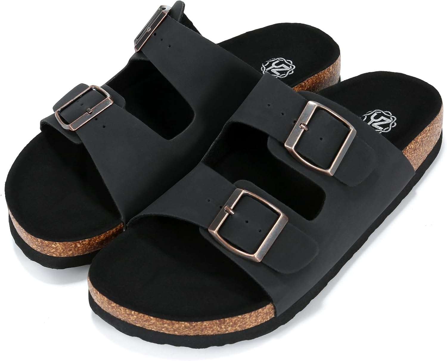 YZ Women's Cork Footbed Sandals Open Toe Slippers Adjustable Buckle Flat Sandals + Comfort Slip-On Shoes - Image 7