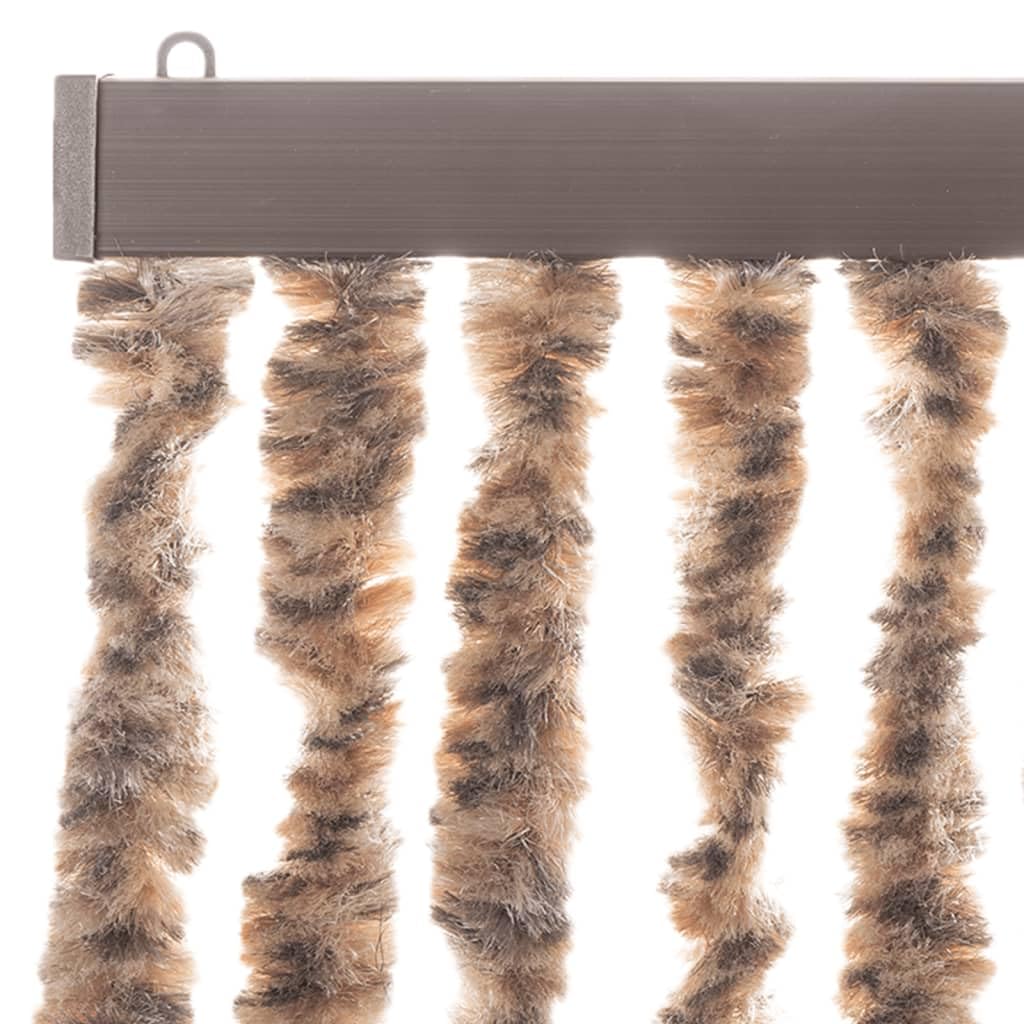 Tenda antimosche in ciniglia, 100 x 230 cm, per porte, beige e marrone scuro