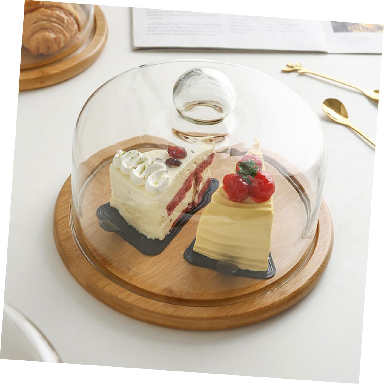 Glass Cake Cover Dustproof Design Food Grade Lead-Free Dome for Desserts and Pastries 10-inch Size for Home and Bakery Use