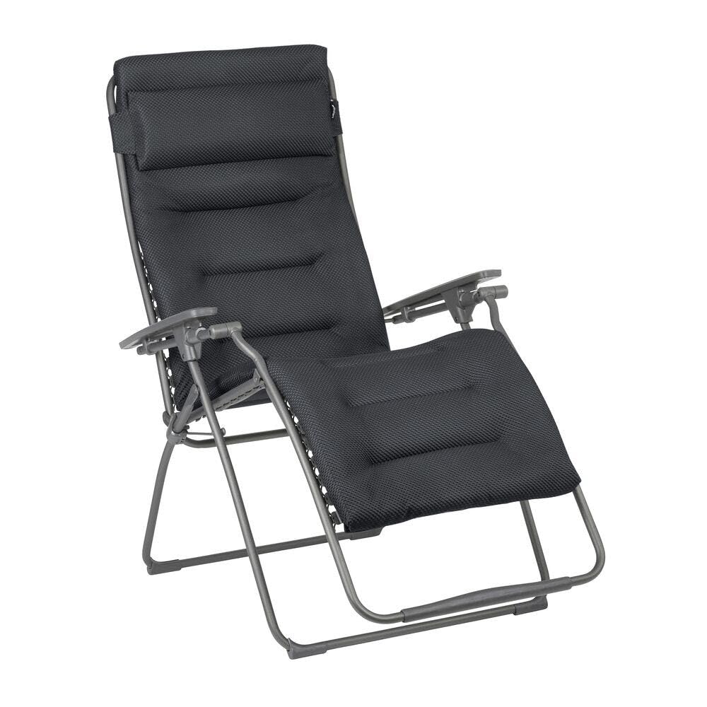 Lafuma MOBILIER - Fauteuil Relax Transat Jardin - Chaise Longue Zéro Gravité - XL - Futura XL - Becomfort® - Gris Dark Grey - Fabriqué en France - LFM3131_8902 - Garantie 5 Ans - L.97xl.76xH.123cm