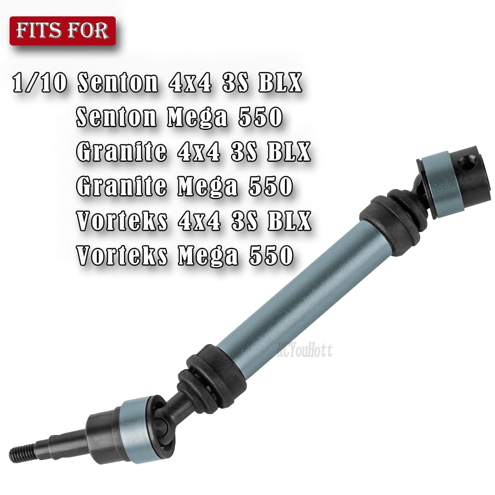 RCYouHott RC Upgrades Part for 1/10 Senton/Granite/Vorteks 4x4 3S BLX&Mega 550,#45 Steel Front Rear Driveshaft Drive Shaft CVD Axles,Titanium