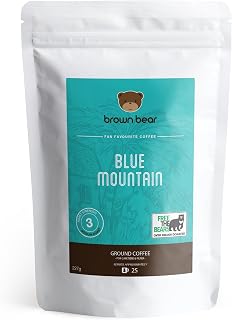Blue Mountain Medium Roast Ground Coffee 227g - Ideal for French Press Cafetiere Filter Drip V60 Aeropress - Brown Bear - Strength 3 - Donation to Free The Bears - 100% Arabica