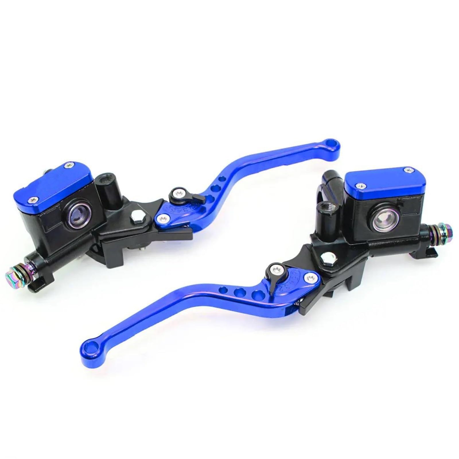 Kit d'embrayage Hydraulique Universel pour Guidon Moto De 7/8 Pouces 22 Mm Kit Tuyau Huile Maître-Cylindre De Frein Frein Main Embrayage Leviers(One Pair Blue)