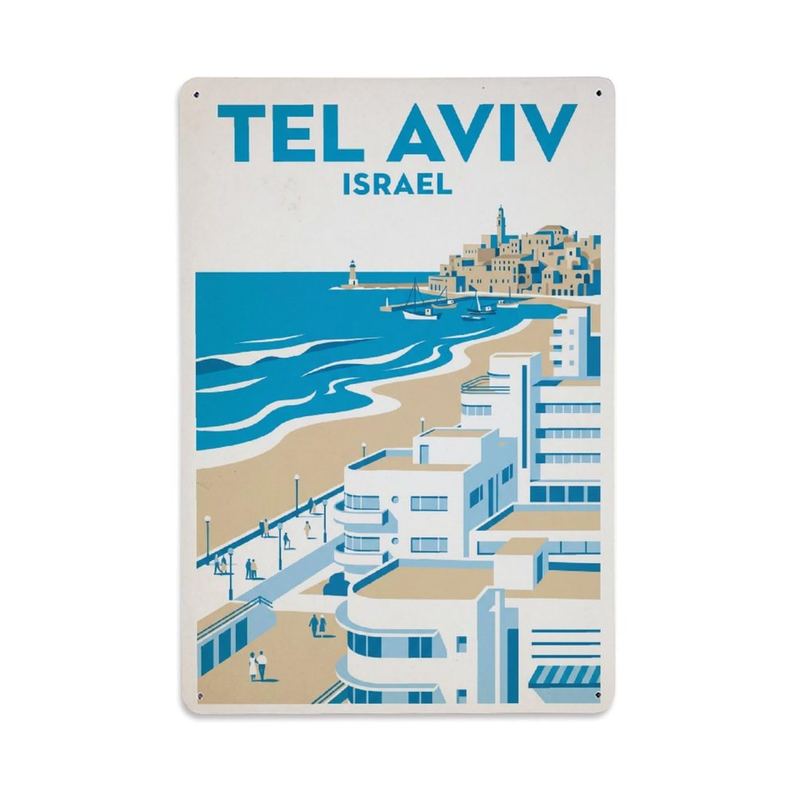 Metal Tin Sign Travel Retro Israel Tel Aviv