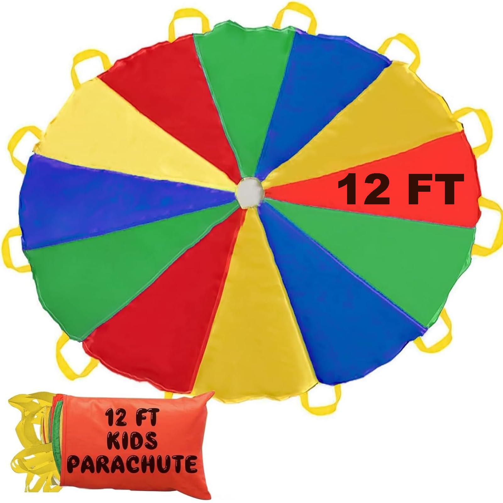 Gimilife 9ft Parachute Toys for Kids, Rainbow Parachute Toy with 8 Durable Handles, Toy Tent Game for Cooperative Play Games, Outdoor Kids Playground Activities for Girl Boy Toddlers Birthday Gift(L) - view 1