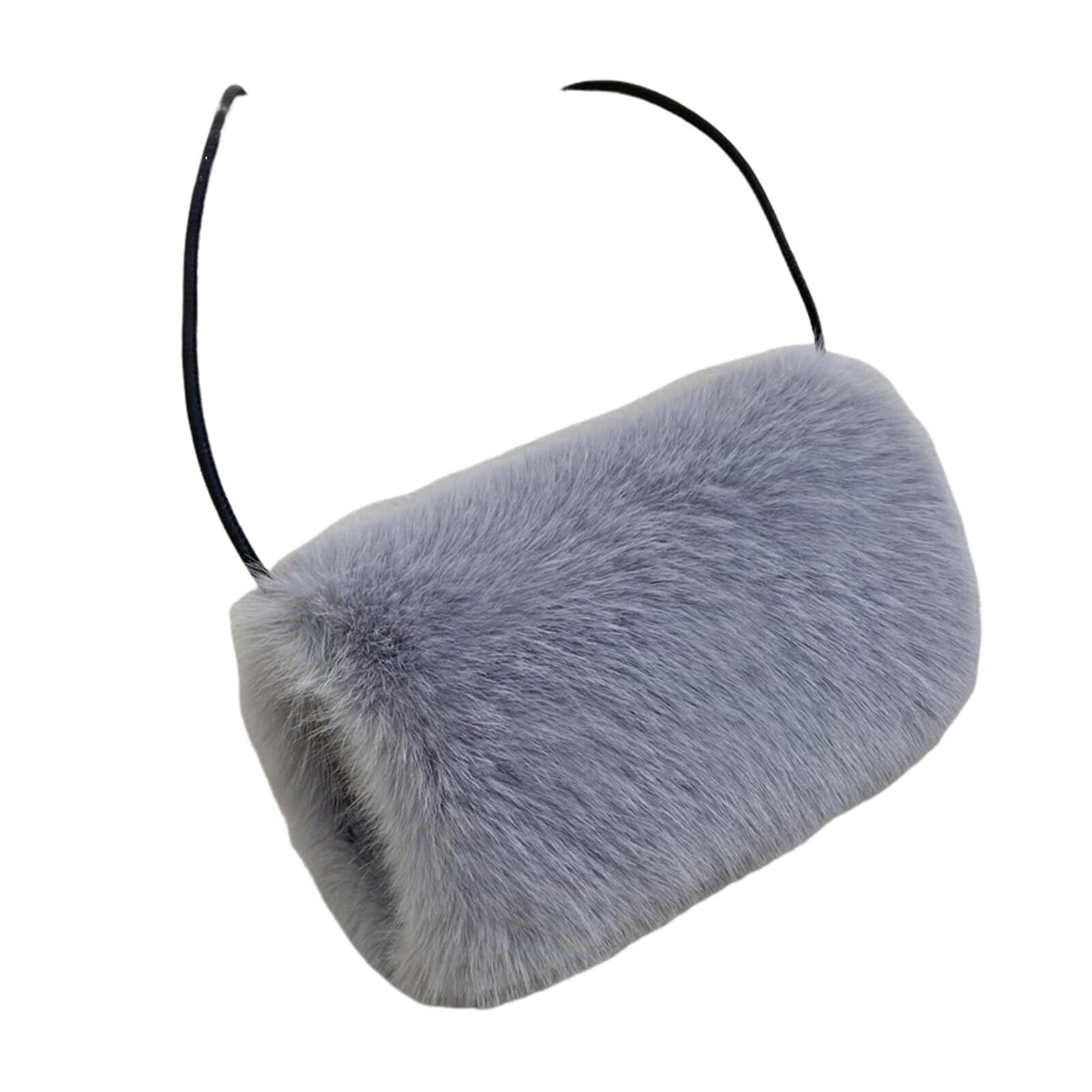 mophrati Warm Faux Fur Hand Muffs Women Winter Fuzzy Plush Muff Faux Fur Hand Muffs Women Winter Warmer Fuzzy Pouch Furry Plush, B