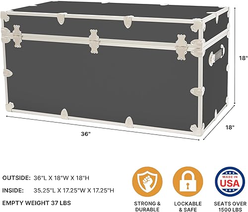 Miniatura 17 de Rhino Trunk & Case Baúl XXL de vinilo en relieve de cuero, cofre universitario, almacenamiento en el hogar, asiento de dormitorio, reposapiés de