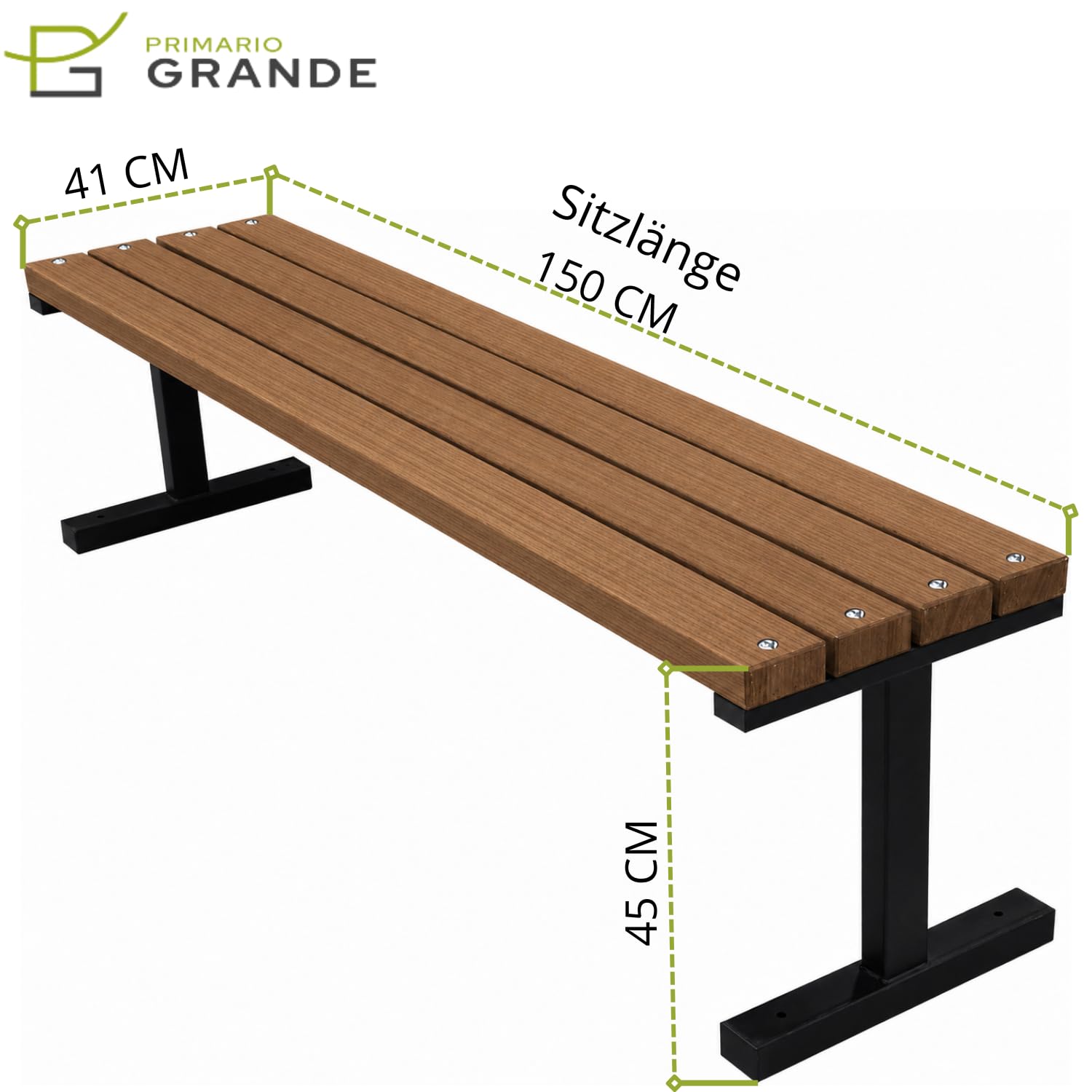Panchina da Esterno Resistente alle Intemperie - Panca da Giardino in Legno di Abete Scandinavo Levigato, Metallo Verniciato a Polvere - Capacità di 350kg (Boston-BO Marrone 150cm,CE)