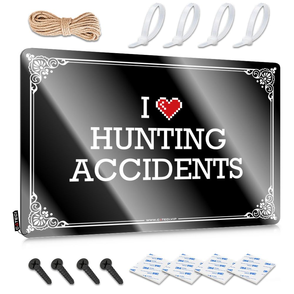 Fzfn Colour Decorations Accessory Waterproof Artwork, Cool Retro Print For Cafe Pub Bars | Emo Room Decor Pre-Drilled Custom I Love Hunting Accidents(20X30cm)